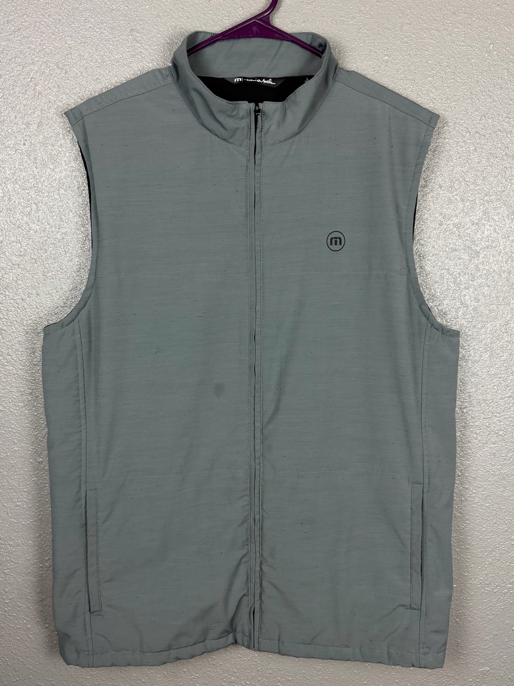 TravisMathew Heater Golf Vest Men's L Gray Performance Quilted Layering